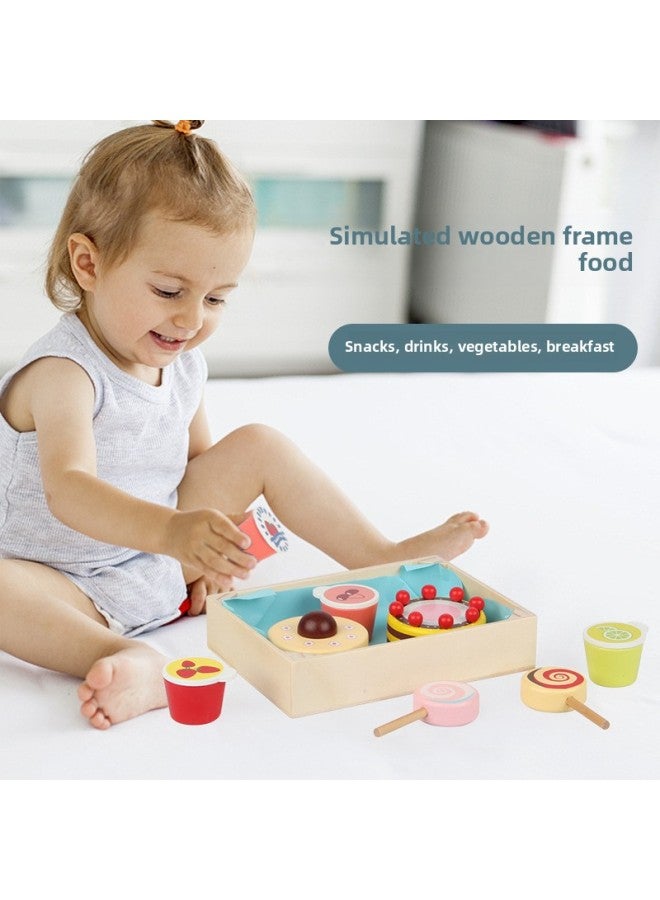لعبة خشبية تعليمية للتعليم المبكر للأطفال الصغار، لعبة محاكاة تقطيع الفاكهة، لعبة تقطيع الطعام النباتي، الموسيقى - اللون: صندوق الكيك - وجبة خفيفة - Image 3