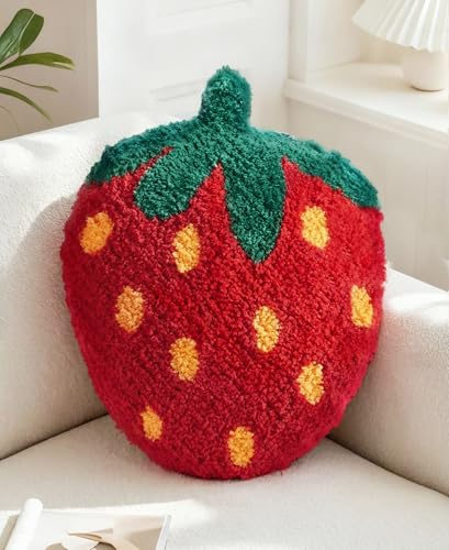 Kokaaee Strawberry Shaped Throw Pillow Cute Decorative Plush Throw Pillow for Couch Sofa or Living Room 177 x 13 Red Soft Cushion for Home Decor - Image 1