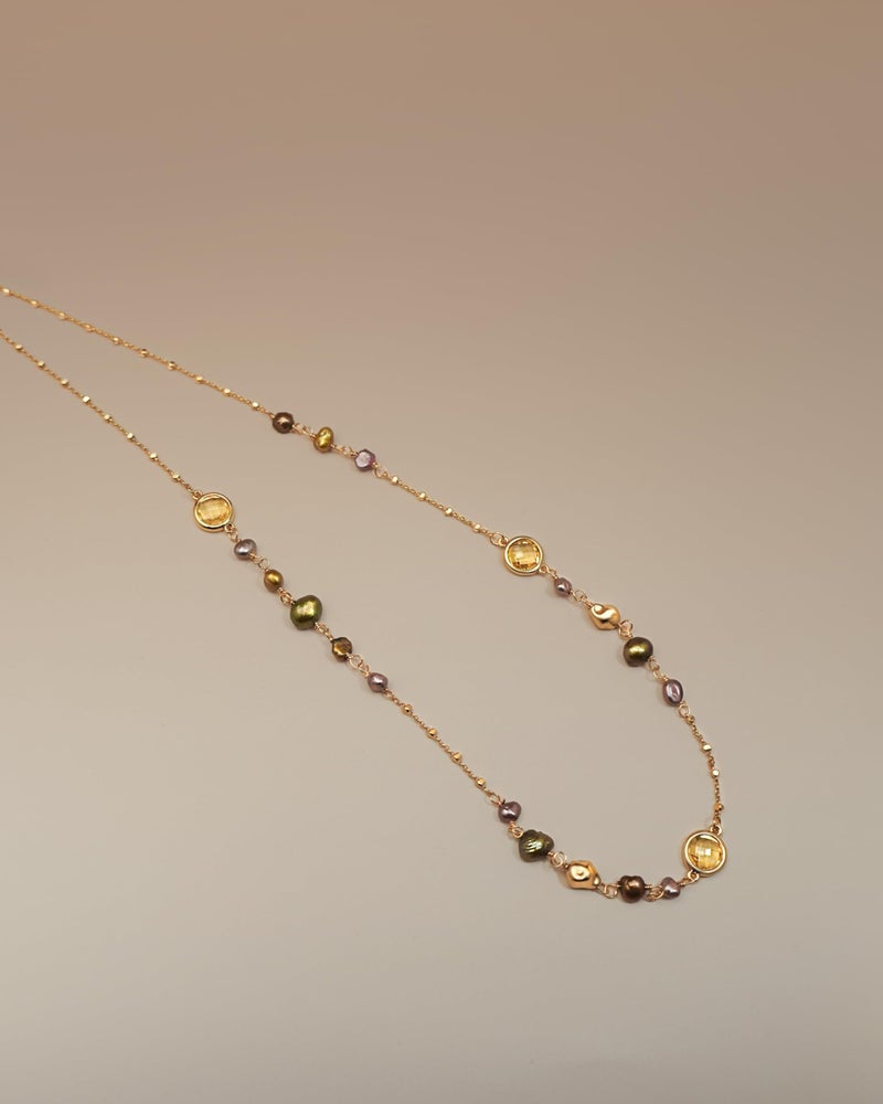 SNGIA 18K Gold Plated Light Yellow Green Brown Beaded Natural Stone Healing Statement Necklace Choker for Women by SNGIA, Colorful Bead Quartz Trendy Birthstone Jasper Gemstone Bohemian Preppy Retro Bold Handmade Exaggerated Jewelry Gifts, Vintage Unique Cute Baroque Crystal Pearl Opal necklace Summer Beach Fashion Nickle Free Rhinestone Accessories - Image 3