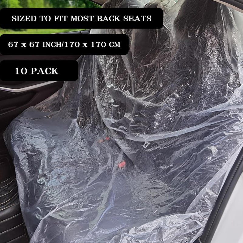 Klmnop 10 Pcs Disposable Car Seat Cover for Back Seat, Plastic Back Seat Cover for Universal Cars, Dustproof Waterproof Car Chair Protector for Auto(Clear) - Image 2