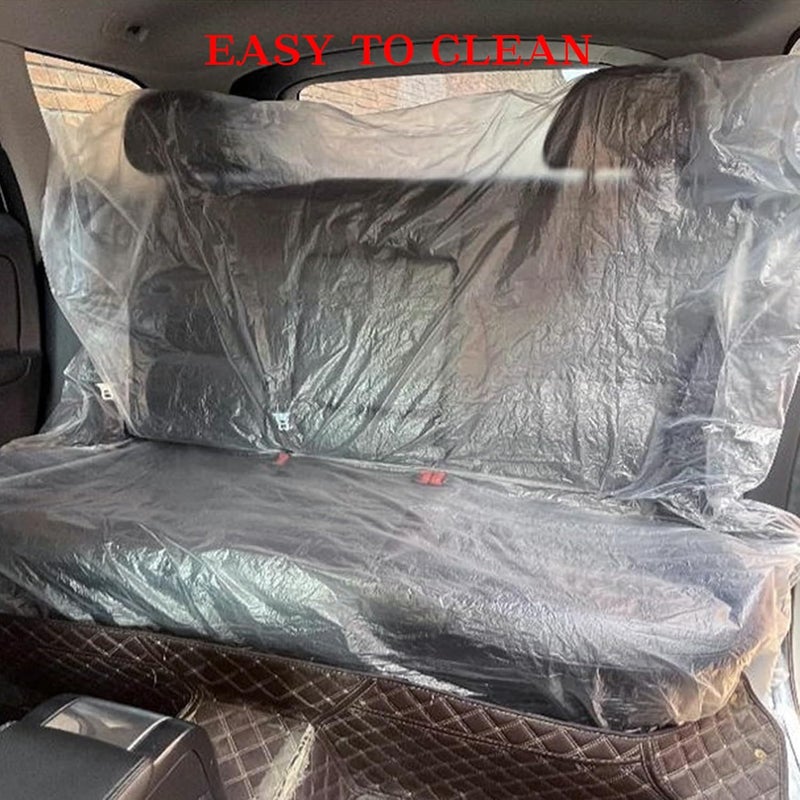 Klmnop 10 Pcs Disposable Car Seat Cover for Back Seat, Plastic Back Seat Cover for Universal Cars, Dustproof Waterproof Car Chair Protector for Auto(Clear) - Image 3