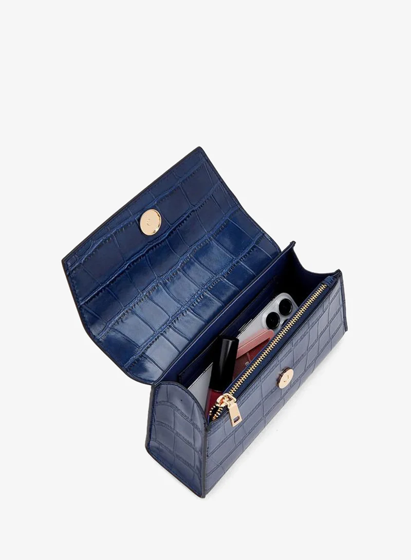 Celeste NAVY Textured Satchel Bag With Button Closure for Women | Best Price UAE