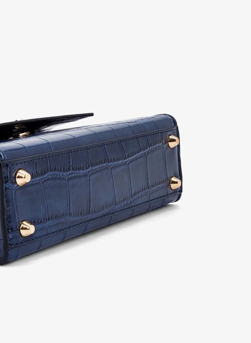 Celeste NAVY Textured Satchel Bag With Button Closure for Women | Best Price UAE
