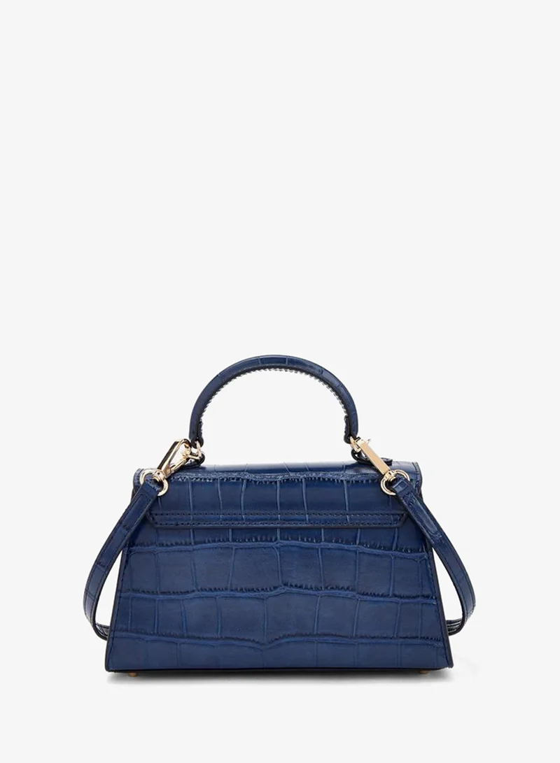 Celeste NAVY Textured Satchel Bag With Button Closure for Women | Best Price UAE