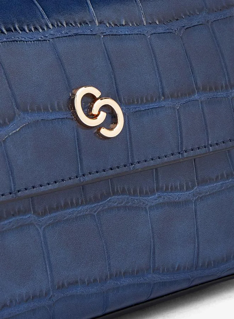 Celeste NAVY Textured Satchel Bag With Button Closure for Women | Best Price UAE