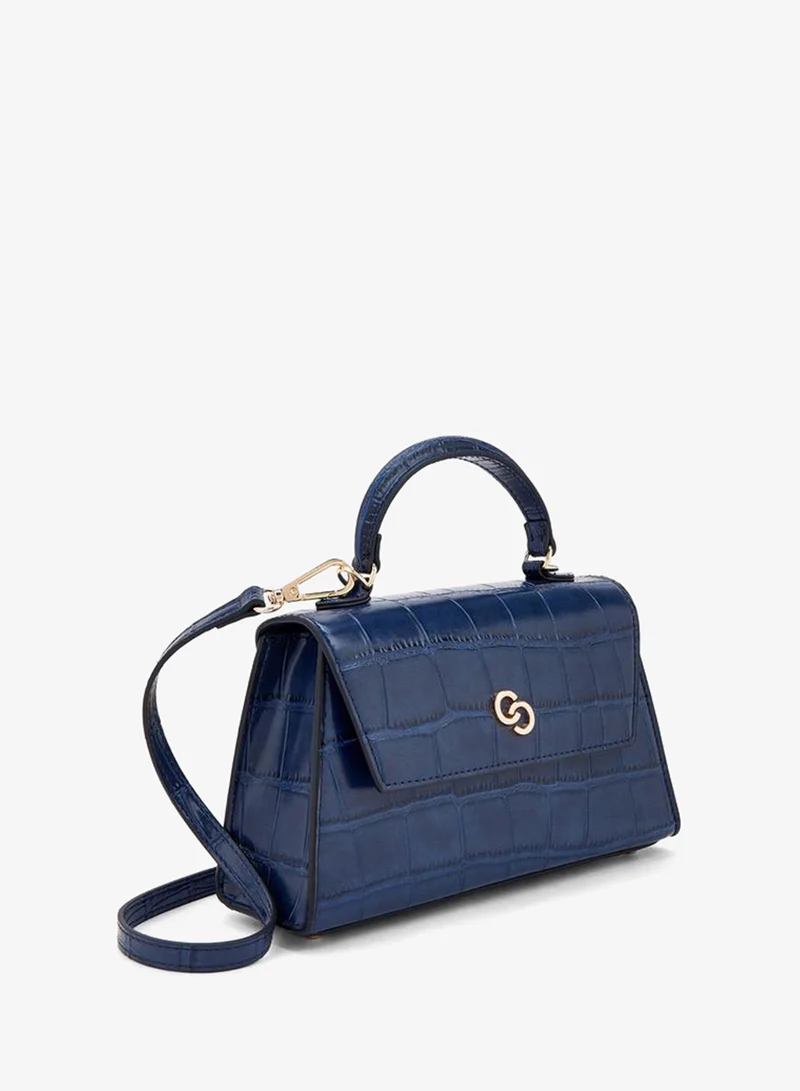 Celeste NAVY Textured Satchel Bag With Button Closure for Women | Best Price UAE