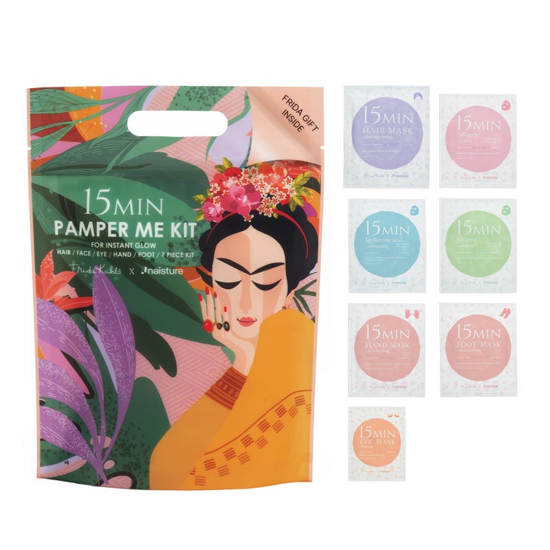 Naisture x Frida Kahlo 15 Min Pamper Me Kit Korean Spa Skincare Gift Set for Women-Head to Toe with Hair, Face, Eye, Hand, Foot Masks, & Bonus Item (8 pcs) - Image 1