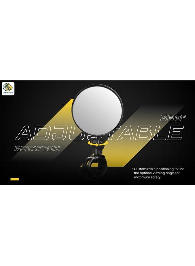 PRO365 Premium Bicycle Rear View Mirrors| 6 Months Warranty| Protective Film | Adjustable 360°| Handlebar Convex Mirror| 2 Pieces| - Image 3