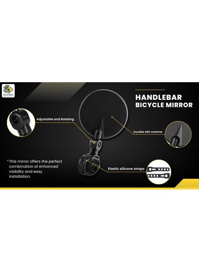 PRO365 Premium Bicycle Rear View Mirrors| 6 Months Warranty| Protective Film | Adjustable 360°| Handlebar Convex Mirror| 2 Pieces| - Image 5