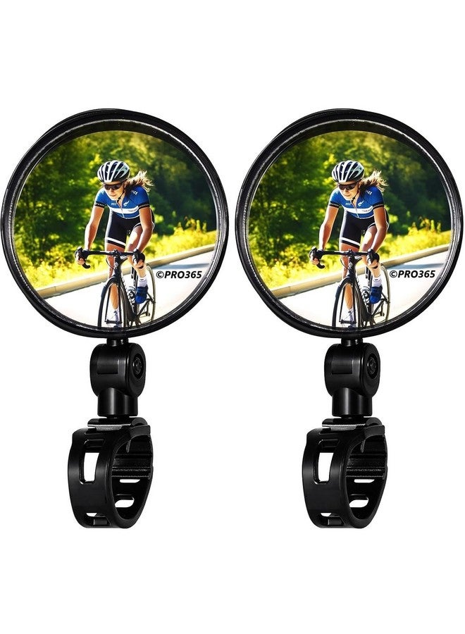 PRO365 Premium Bicycle Rear View Mirrors| 6 Months Warranty| Protective Film | Adjustable 360°| Handlebar Convex Mirror| 2 Pieces| - Image 1