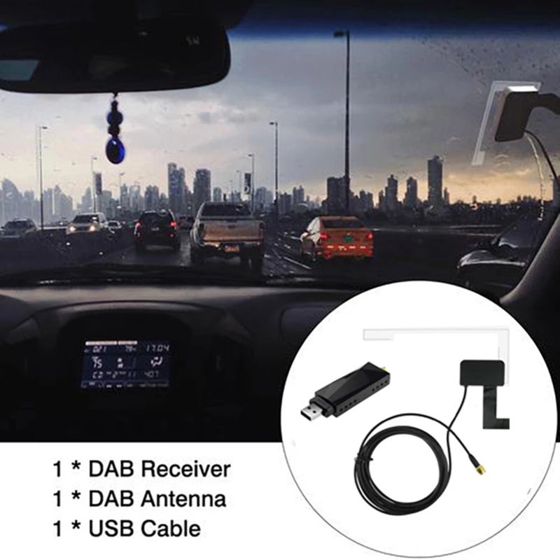 مُحول الراديو الرقمي في السيارة DAB+ مع هوائي حلق مُكبر صوت عبر USB / موصل مساعد (Aux) - مربع موقّع راديو مع فك تشفير أندرويد - Image 2