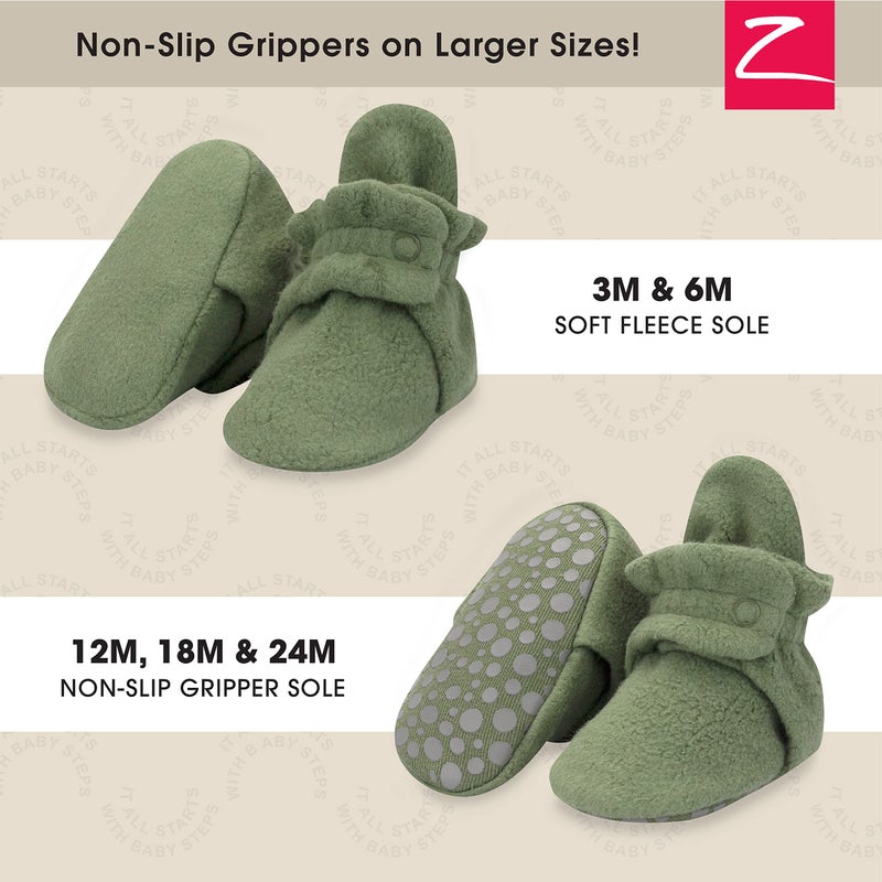 Zutano Unisex Fleece Baby Booties with Organic Cotton Lining, Newborn Essentials, Olive, 18 Months - Image 2