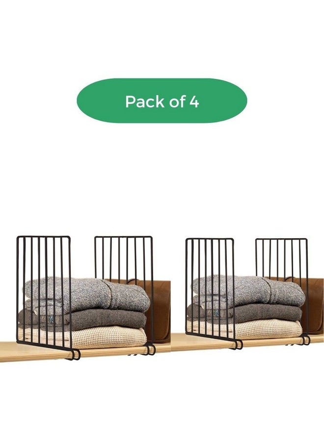 Go Hooked Go Hooked Wardrobe Shelf Divider Cloth Organizer Wardrobe Closet Separator Metal Black Cloth Wardrobe Cloth Closet Fabric Fabric Shelf Cloth Wardrobe Set of 4  - Image 2