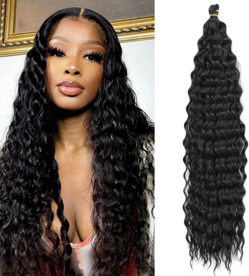 DSOAR 26 Inch 3 Packs Deep Twist Crochet Hair Crochet Braids Bohemian Curly Ocean Wave Hair Bundles Deep Wave Synthetic Hair Extensions for Women Girls - Image 1
