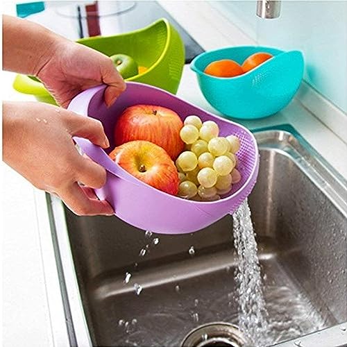 Leawall Rice Bowl Pulses, Fruits, Vegetable, Noodles, Pasta, Washing Bowl & Strainer (multi color, 1pc) - Image 3