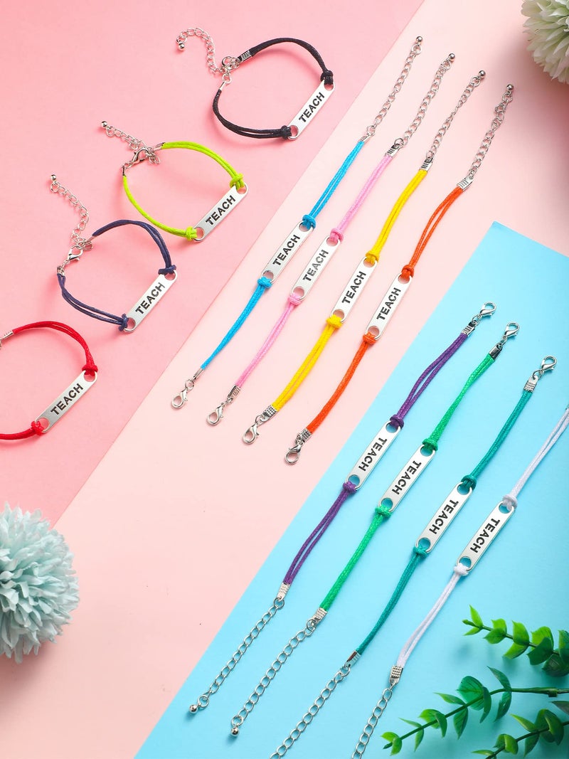 Batiyeer 24 قطعة أساور بركة تعليمية ملونة هدايا تخرج للنساء والرجال أساور تقدير المعلم هدية تخرج هدية يوم المعلم هدايا (أسلوب جديد) - Image 2