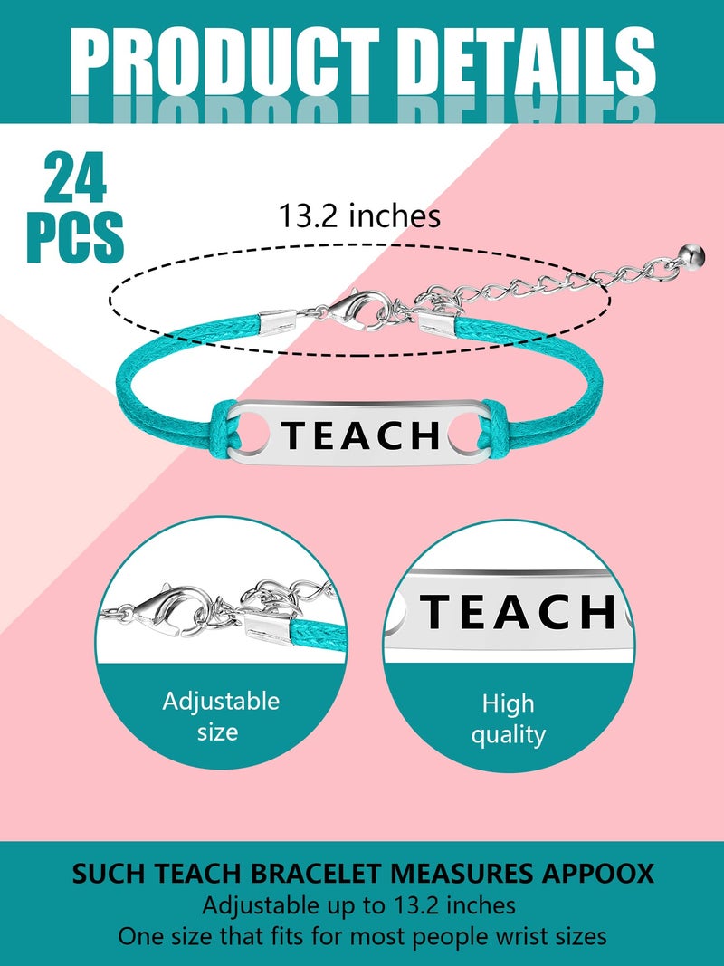 Batiyeer 24 قطعة أساور بركة تعليمية ملونة هدايا تخرج للنساء والرجال أساور تقدير المعلم هدية تخرج هدية يوم المعلم هدايا (أسلوب جديد) - Image 3