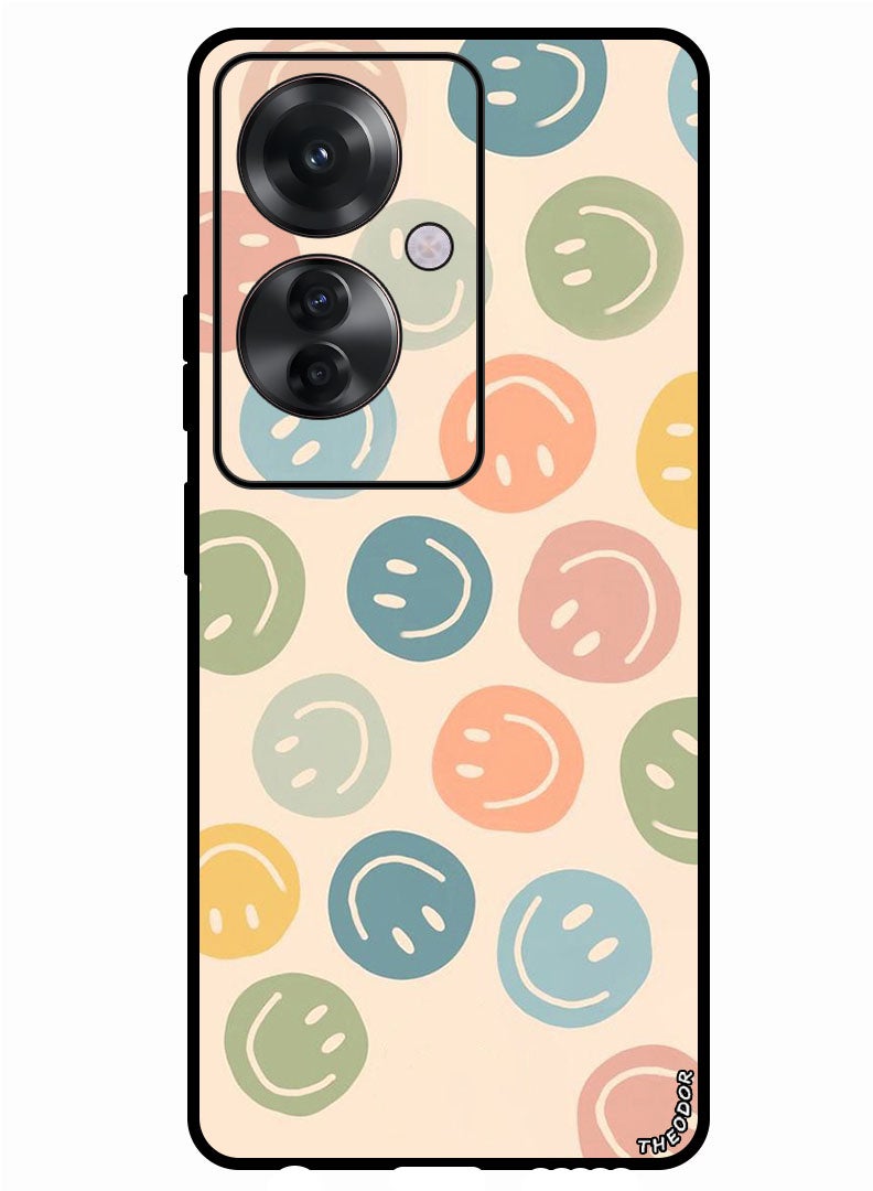 Theodor Protective Case Anti Scratch Shock Proof Bumper Cover For Oppo Reno 11F Colourful Smileys - Image 1
