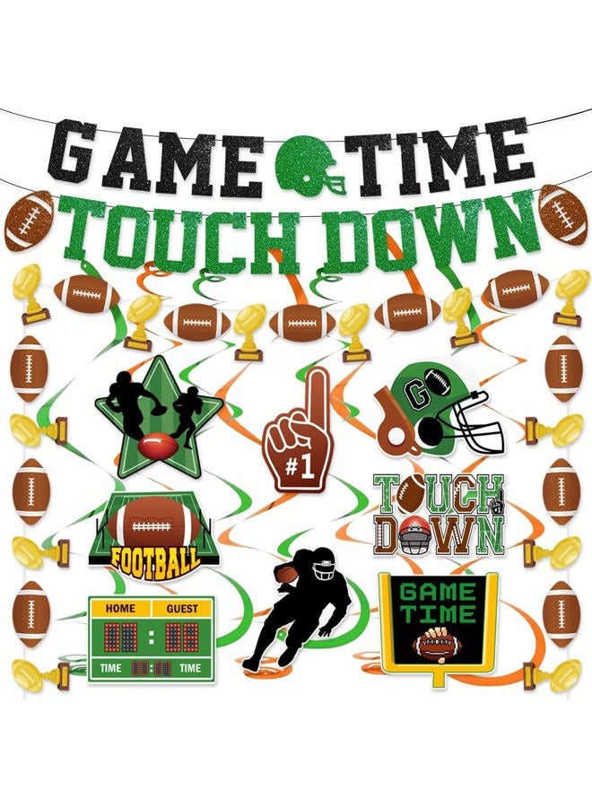 Haimimall 37pcs Football Party Decorations Game Time Touch Down Banner Football Hanging Swirl Decor for Football Birthday Party Football Game Day Tailgate Party Supplies - Image 1