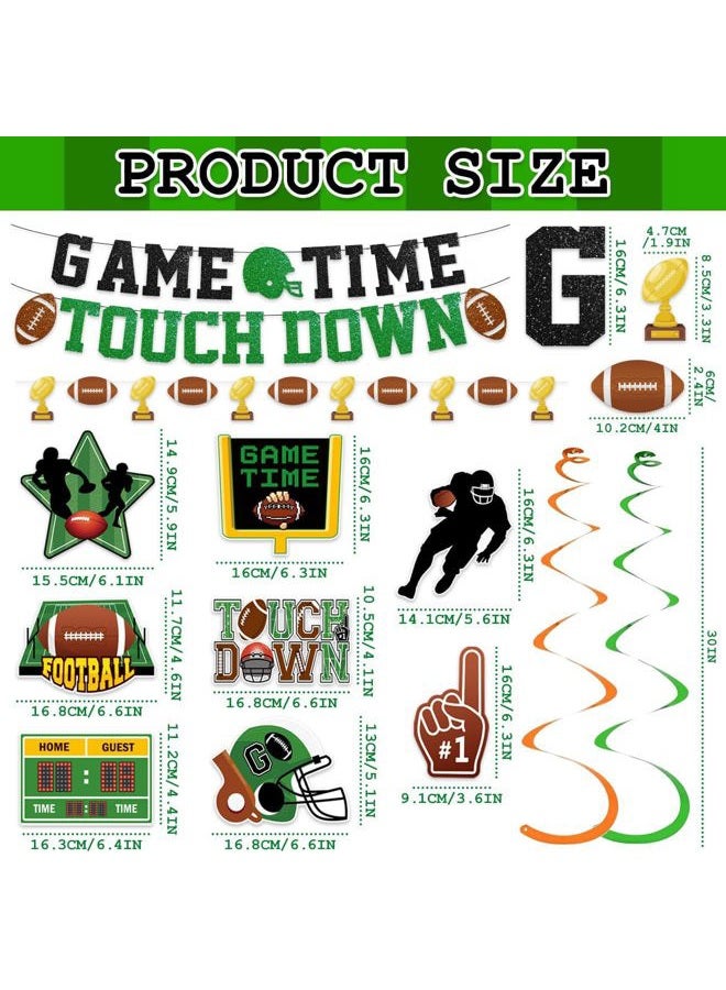 Haimimall 37pcs Football Party Decorations Game Time Touch Down Banner Football Hanging Swirl Decor for Football Birthday Party Football Game Day Tailgate Party Supplies - Image 3