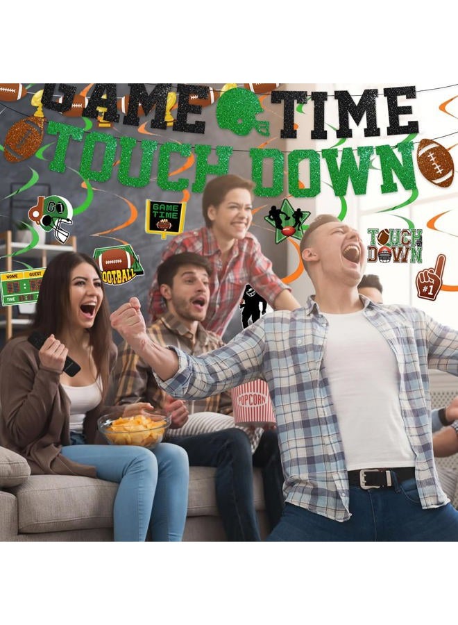 Haimimall 37pcs Football Party Decorations Game Time Touch Down Banner Football Hanging Swirl Decor for Football Birthday Party Football Game Day Tailgate Party Supplies - Image 4