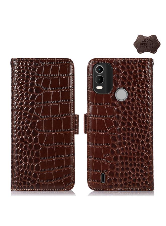 S-TOP Case For Nokia C21 Plus Crocodile Top Layer Cowhide Leather Phone Case - Image 1