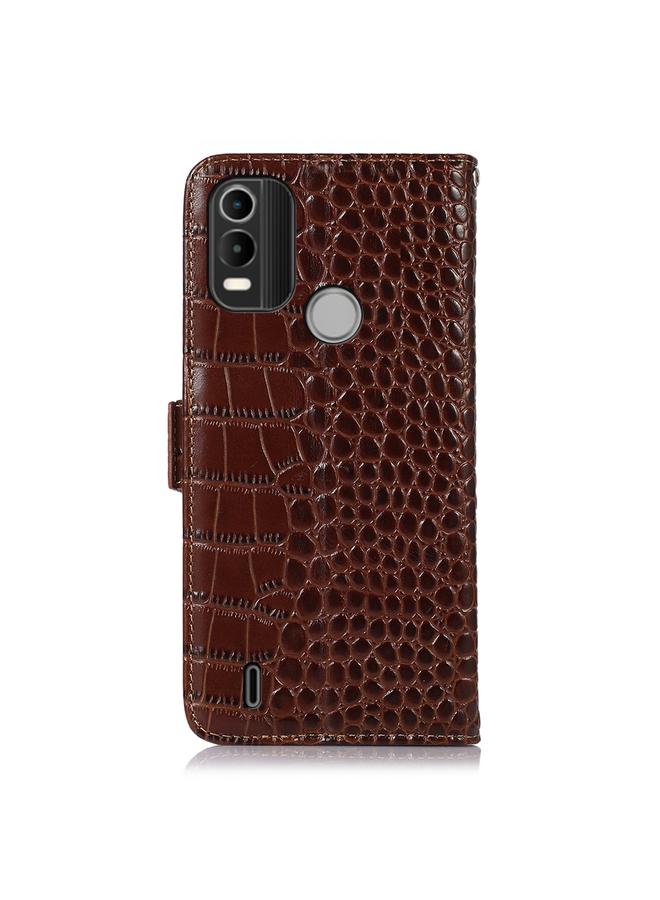 S-TOP Case For Nokia C21 Plus Crocodile Top Layer Cowhide Leather Phone Case - Image 3