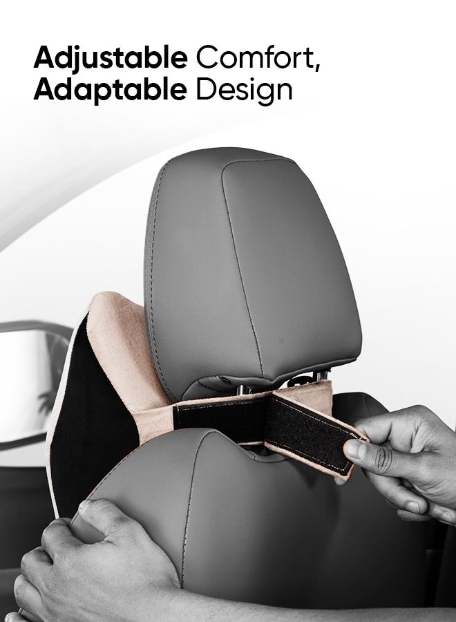 Frido Ultimate Car Neck Rest Pillow, Ultrasoft Car Pillow for Comfortable Car Rides, Superior Neck Support Cushion, Relieves Neck Pain, Hi-Per Foam Head Rest Pillow with Washable Velvet Cover, Tan - Image 4