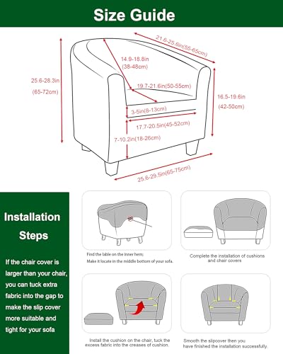 CRFATOP Soft Club Chair Slipcover Stretch Barrel Chair Covers Printed Tub Chair Slipcovers Round Couch Covers Spandex Armchair Sofa Cover Removable Furniture Protector for Living RoomC03 - Image 3