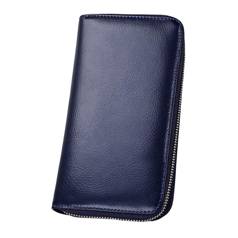 Cynure Women 36 Slots RFID Blocking Card Holder Large Long Leather Zipper Organizer Accordion Wallet,Navy Blue - Image 2