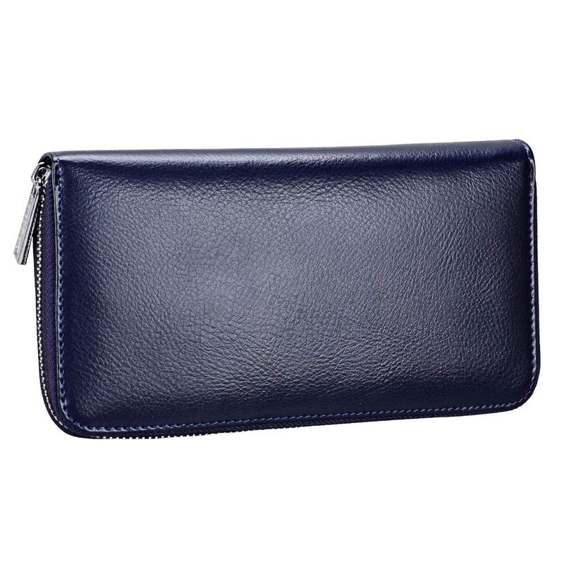Cynure Women 36 Slots RFID Blocking Card Holder Large Long Leather Zipper Organizer Accordion Wallet,Navy Blue - Image 5