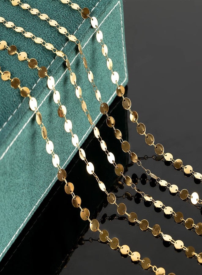 UMAOKANG Gold Plated Jewelry Making Chain Bulk, 304 Stainless Steel Necklace Chains for Jewelry Making, Flat Circle Link Chain Roll with Jump Rings and Lobster Clasps - Image 5