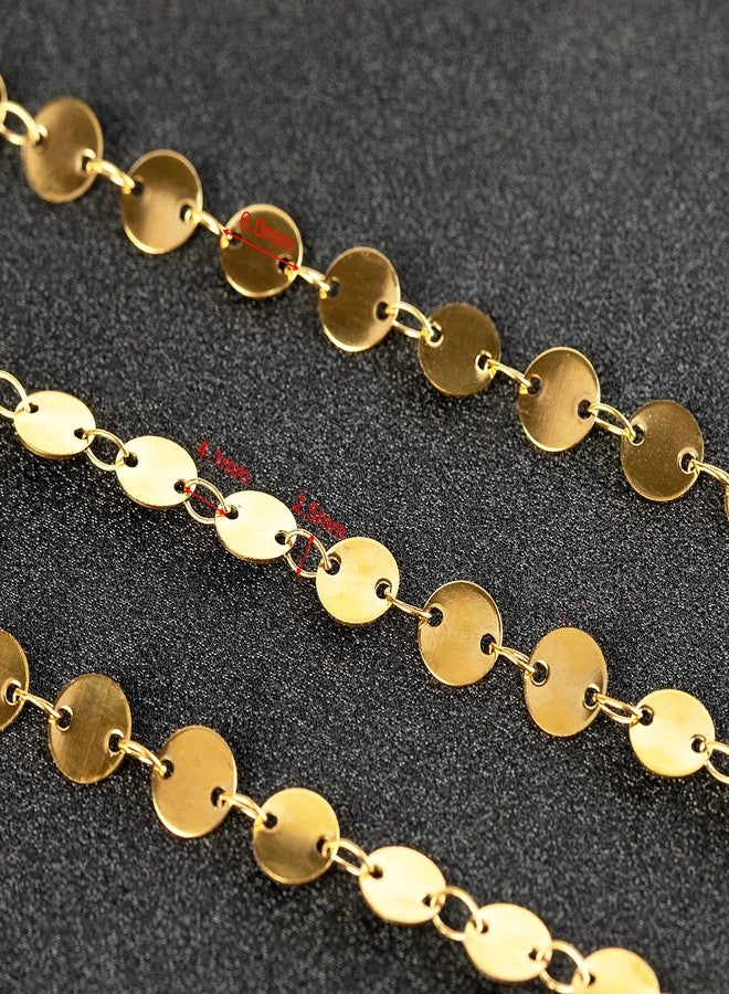 UMAOKANG Gold Plated Jewelry Making Chain Bulk, 304 Stainless Steel Necklace Chains for Jewelry Making, Flat Circle Link Chain Roll with Jump Rings and Lobster Clasps - Image 3