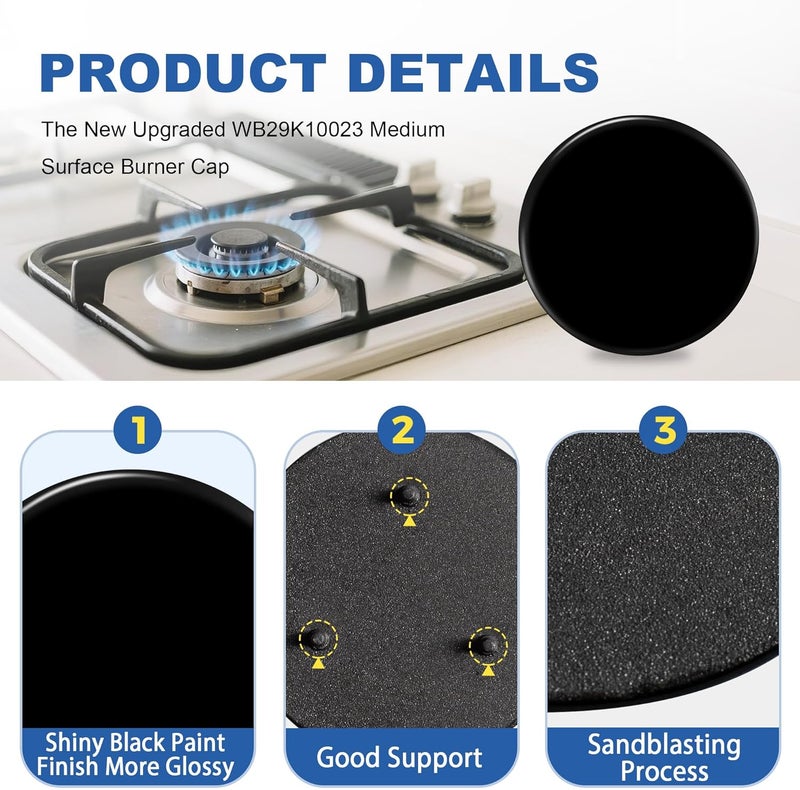 senkap New Upgraded WB29K10023 Range Medium Burner Cap Replacement for GE Gas Range/Stove/Oven/Cooktop,Burner Caps for Gas Stove,3.2 Inch Diameter (1PCS) - Image 4