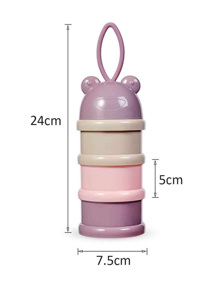 4-Pack Airtight Milk Powder Dispenser, Cute Portable 3-Layer Container for Non-Spill Baby Snacks, Ideal for Travel and Outdoor Feeding Activities. - Image 5