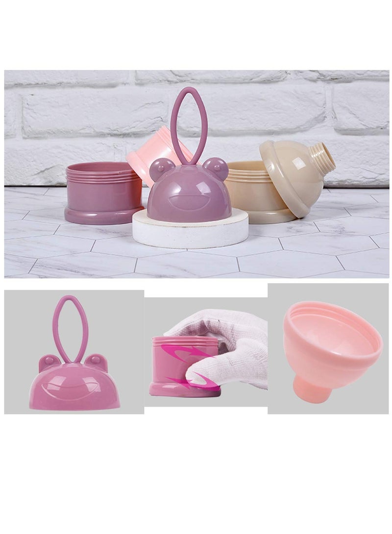 4-Pack Airtight Milk Powder Dispenser, Cute Portable 3-Layer Container for Non-Spill Baby Snacks, Ideal for Travel and Outdoor Feeding Activities. - Image 3