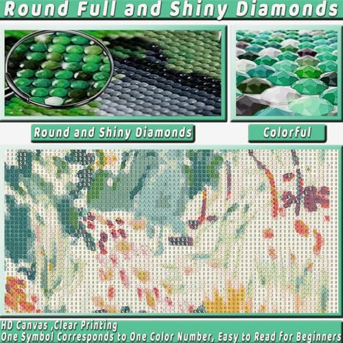 KICHANG Vintage Flowers Diamond Art Kits for Adults Beginner, Art DIY Modern Diamond Painting 5D Round Full Drill Diamond Dots Gem Art Crafts with Tools,Funny Crafts for Home Wall Decor&Gift-12x16in - Image 5