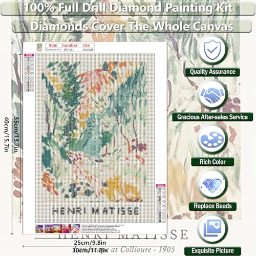 KICHANG Vintage Flowers Diamond Art Kits for Adults Beginner, Art DIY Modern Diamond Painting 5D Round Full Drill Diamond Dots Gem Art Crafts with Tools,Funny Crafts for Home Wall Decor&Gift-12x16in - Image 4
