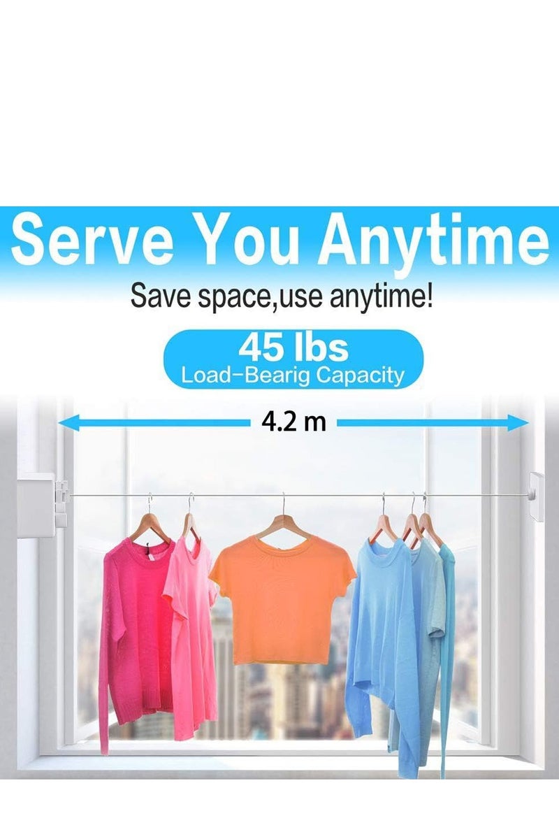 Hoasis Retractable Clothesline,Clothes Line Retracting Indoor,Clothes Drying Line,Double Retractable Clothes Lines for Hanging Clothes Outdoor with 13.8 Ft Steel Wire, Clothing Line/Laundry Line - Image 2