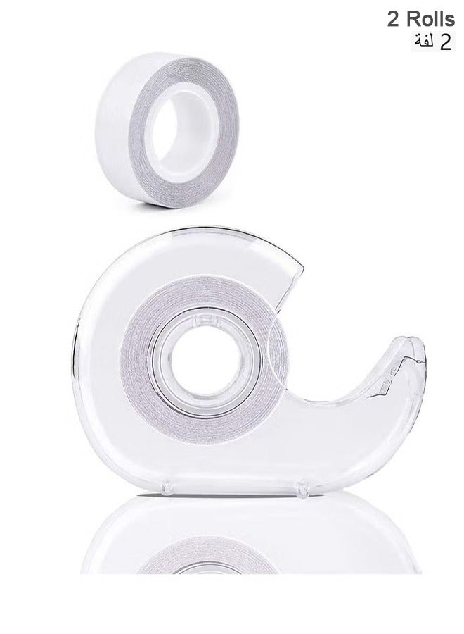 HY Double Sided Fashion Body Tape, Beauty Tape, Clear Fabric Double Sided Tape for Clothing Dress Wedding Prom Lingerie Clothing Dress Tape with Dispenser 10 M Clear(2 Rolls)  - Image 1