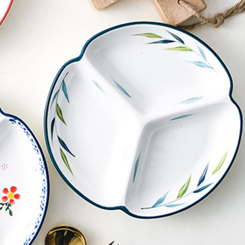 2pcs Practical Household Breakfast Plate Three Grid Breakfast Plate Food Tray - Image 4