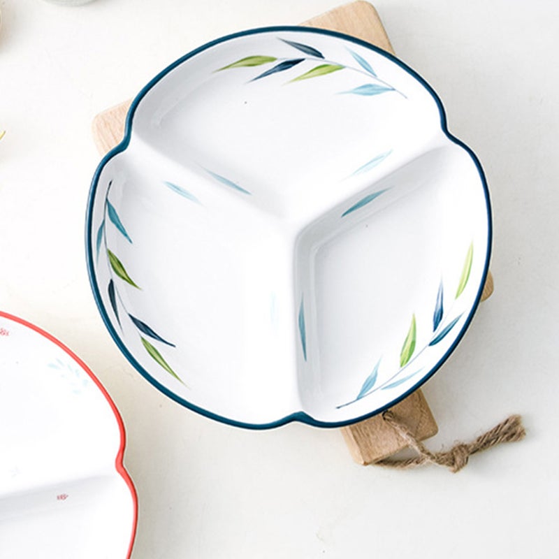 2pcs Practical Household Breakfast Plate Three Grid Breakfast Plate Food Tray - Image 2