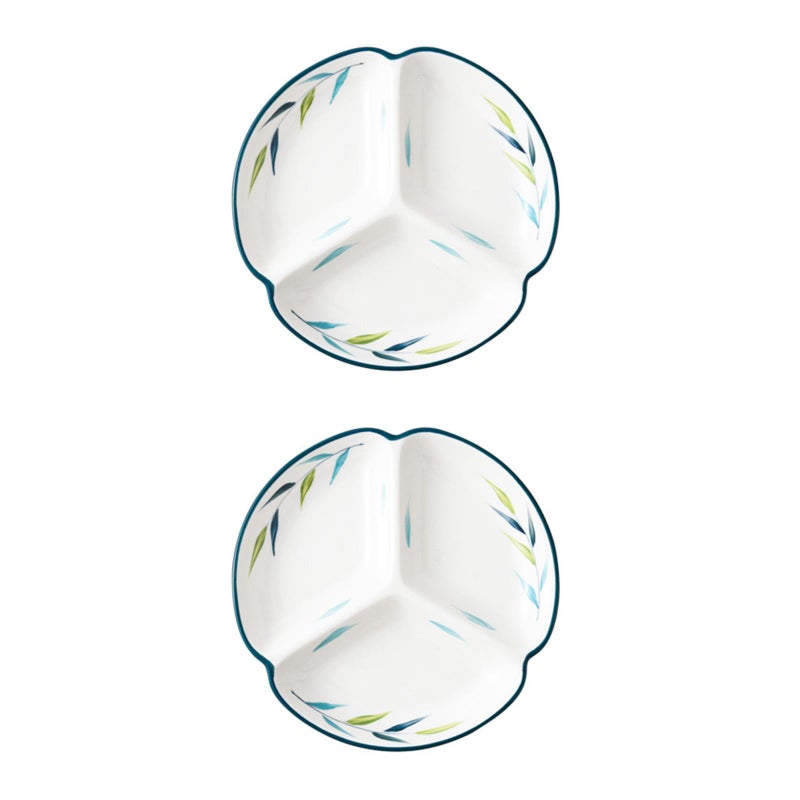2pcs Practical Household Breakfast Plate Three Grid Breakfast Plate Food Tray - Image 1