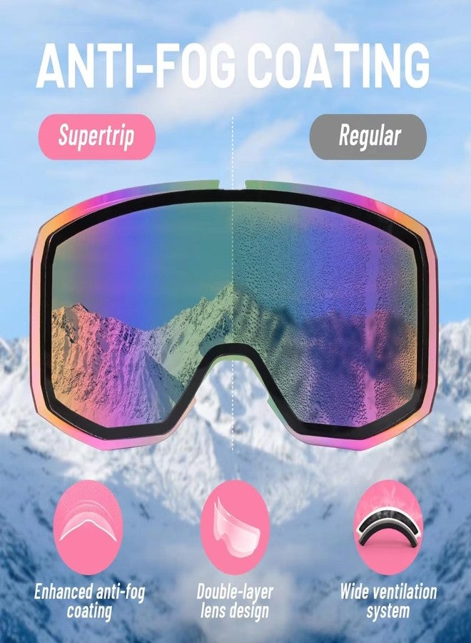 Supertrip Ski Goggles for Women Men, Anti-Fog UV Protection Snow Goggles Snowboard Goggles for Adult Youth (Pink(vlt 23%)) - Image 4
