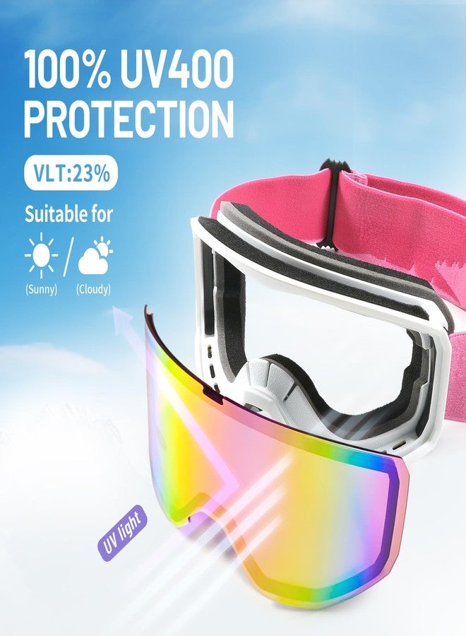 Supertrip Ski Goggles for Women Men, Anti-Fog UV Protection Snow Goggles Snowboard Goggles for Adult Youth (Pink(vlt 23%)) - Image 3