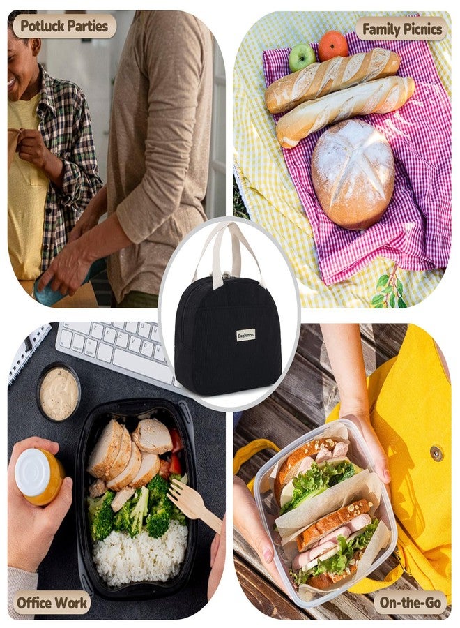 Baglemon Lunch Bag for Women Men Cute Corduroy Lunch Tote Bags Reusable Insulated Lunch Box Large Capacity Reusable Insulated Cooler for Work/Picnic/Travel - Image 2