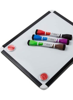 FABER-CASTELL Faber-Castell Dry-wipe Whiteboard (30X25Cm) + 3 Bi-Colour Markers=6 Colours, Child Safe Non-Toxic Inks, Caps Have Built-In Magnet, Dry-Wipe Felt Ink Eraser, + 2Magnetic Paper Holders  - Image 2