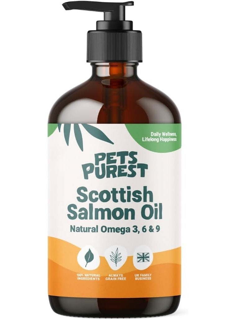 Pets Purest Scottish Salmon Oil For Dogs, Cats, Horse, Ferret - Pure Omega 3, 6 & 9 Fish Oil Food Treats Supplement for Natural Coat, Immune Support, Itchy Skin, Joint & Brain Health (500ml) - Image 1