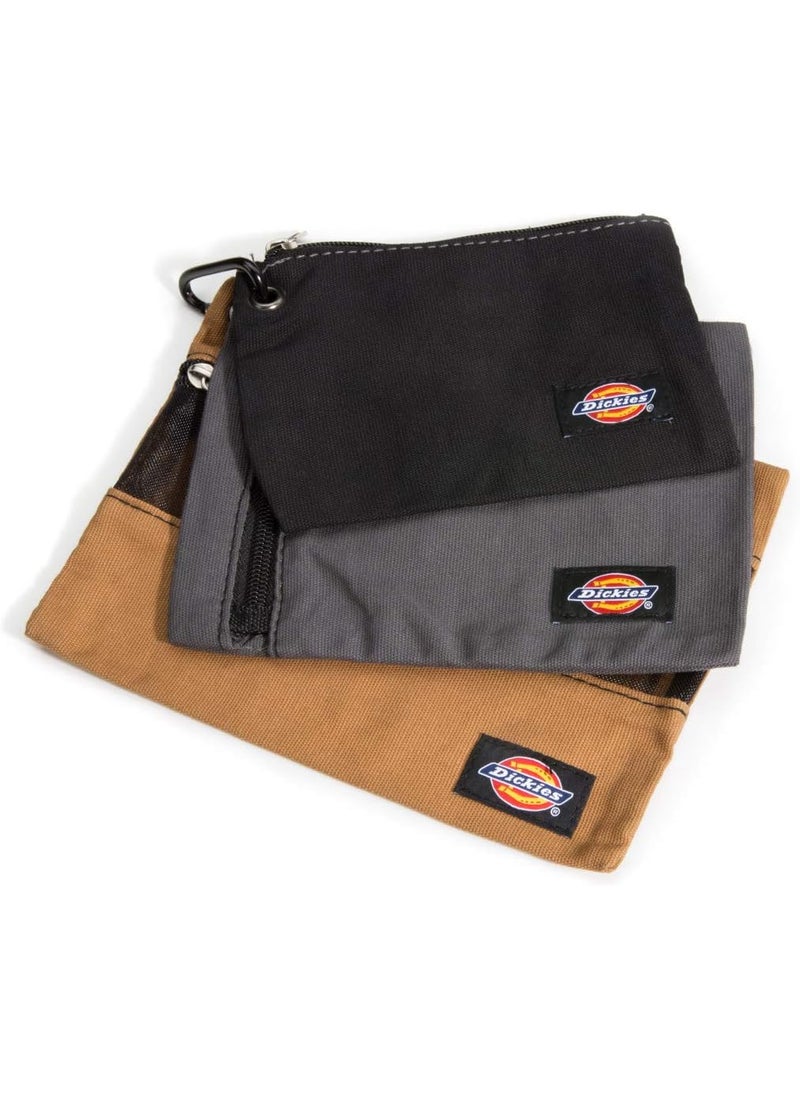 Dickies Dickies Set of 3 Small Canvas Utility Pouches Zippered for Organizing Small Tools and Fasteners GreyTanBlack  - Image 1