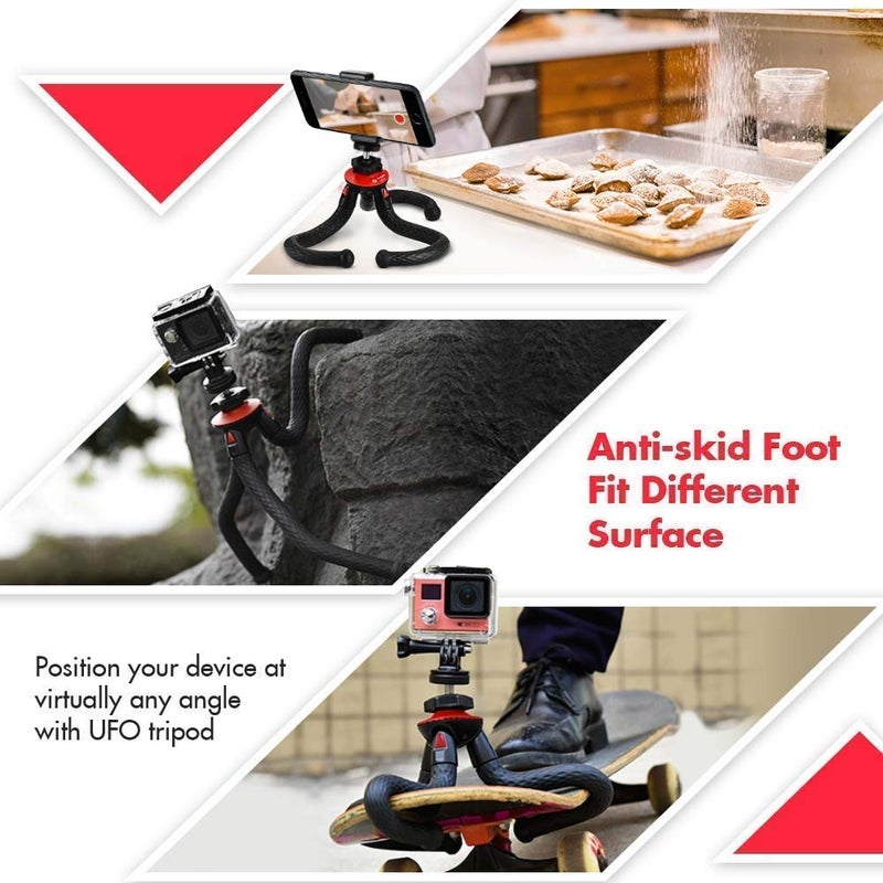 Fotopro UFO2 11'' Gorilla Tripod for Smartphone with Phone Mount | Waterproof Tripod for Time-Lapse Photography 360° Spherical for GoPro | Flexible Gorilla Stand for DSLR&Action Camera | Payload 0.8kg - Image 5